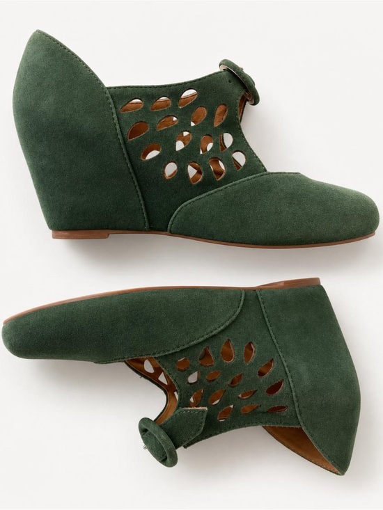 Jeffrey Campbell Shoes - Jeffrey Campbell Havana Last Suede maryJane Buckle Wedges, green, like new